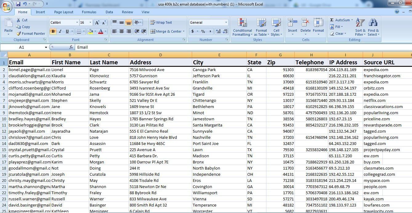 usa b2c email database with phone numbers