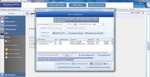 SMTP Settings